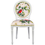 Стул светло-серый из натурального бука с изображением птиц и цветов Blooming Birds Red  варинант исполнения - 1 | Loft Concept в Липецке