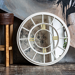 Зеркало настенное в белой металлической раме в виде часов Mirror Tower Clock варинант исполнения - 4 | Loft Concept в Липецке