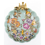 Блюдо из голубого фарфора с бронзовой птичкой Blue Garden варинант исполнения - 2 | Loft Concept в Липецке