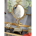 Зеркало с бронзовой подставкой в виде дерева и фарфоровыми птичками на голубом основании Eden Garden варинант исполнения - 4 | Loft Concept в Липецке