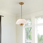 Подвесной светильник золотого цвета с полусферическим опаловым плафоном и декоративным элементом Elstead Lighting варинант исполнения - 7 | Loft Concept в Липецке