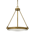 Люстра подвесная цвета латунь с плоским круглым матовым стеклянным плафоном на цепи Hinkley варинант исполнения - 1 | Loft Concept в Липецке