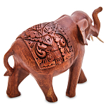 Статуэтка из дерева суар в виде слона в традиционном облачении Elephant in blanket варинант исполнения - 2 | Loft Concept в Липецке