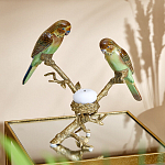 Подсвечник с двумя попугаями из фарфора на бронзовой ветке Eden Garden варинант исполнения - 1 | Loft Concept в Липецке