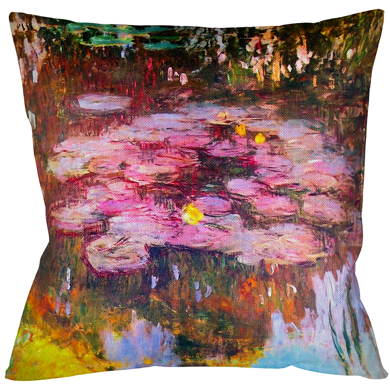 Подушка декоративная Лилии водяные Impressionism in Art Мульти Бежевый в Липецке | Loft Concept 
