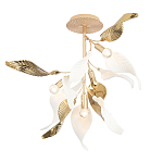 Люстра потолочная с белыми матовыми и золотыми глянцевыми листьями Wintery flovers варинант исполнения - 2 | Loft Concept в Липецке