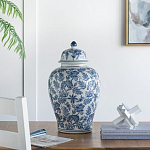 Ваза с крышкой и бело-синим цветочным узором Blue & White Ornament  варинант исполнения - 8 | Loft Concept в Липецке
