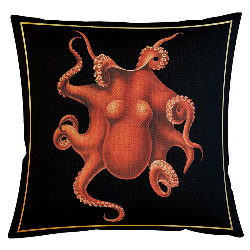 Декоративная подушка Red Octopus Бежевый Черный Красный Декоративная подушка Red Octopus Бежевый Черный Красный в Липецке | Loft Concept