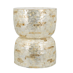 Приставной столик с мозаичным рисунком из раковин устриц Bone Inlay варинант исполнения - 2 | Loft Concept в Липецке