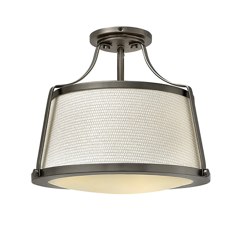 Потолочный светильник со светлым текстильным абажуром Hinkley Латунь Белый Никель в Липецке | Loft Concept 