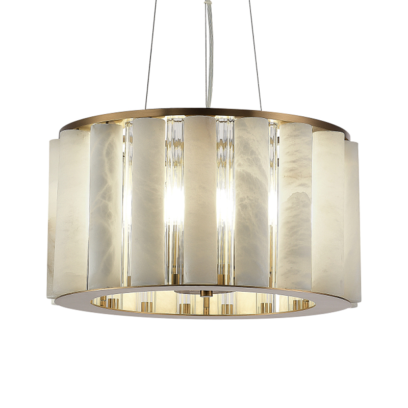 Люстра с абажуром из стекла и премиального алебастра Ravishment Прозрачный Белый Бронза в Липецке | Loft Concept 