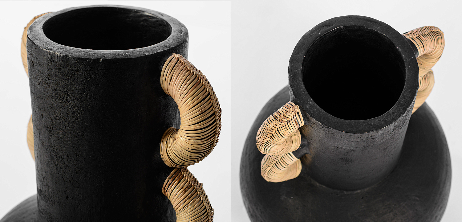 Ваза Round Vase Ceramic & Rattan Ваза Round Vase Ceramic & Rattan - Loft-Concept в Липецке