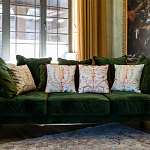 Декоративная подушка светло-зеленая с растительным орнаментом Raffael Floral Green Cushion варинант исполнения - 2 | Loft Concept в Липецке