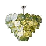 Люстра из зеленых стеклянных дисков с перламутровым эффектом Green Glowing Glaze варинант исполнения - 1 | Loft Concept в Липецке