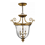 Люстра подвесная цвета латунь с прозрачным стеклянным плафоном и тремя лампами в классическом стиле на цепи Hinkley варинант исполнения - 2 | Loft Concept в Липецке