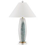 Настольная лампа овальная с тропическим принтом Stylized Aalm Leaves Motif варинант исполнения - 4 | Loft Concept в Липецке