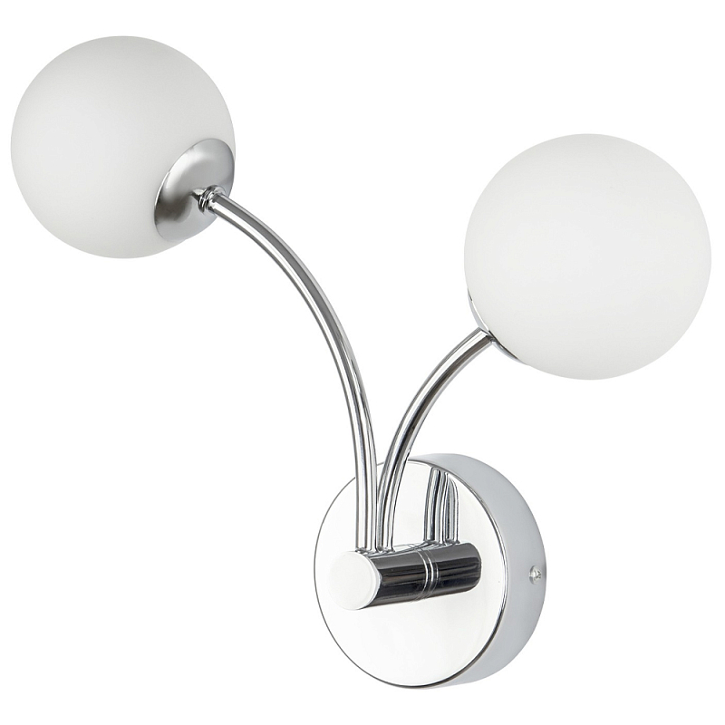 Бра с 2-мя круглыми плафонами из матового стекла Pearl Suspension Light Chrome Wall Lamp Хром Белое матовое стекло Бра с 2-мя круглыми плафонами из матового стекла Pearl Suspension Light Chrome Wall Lamp Хром Белое матовое стекло в Липецке | Loft Concept