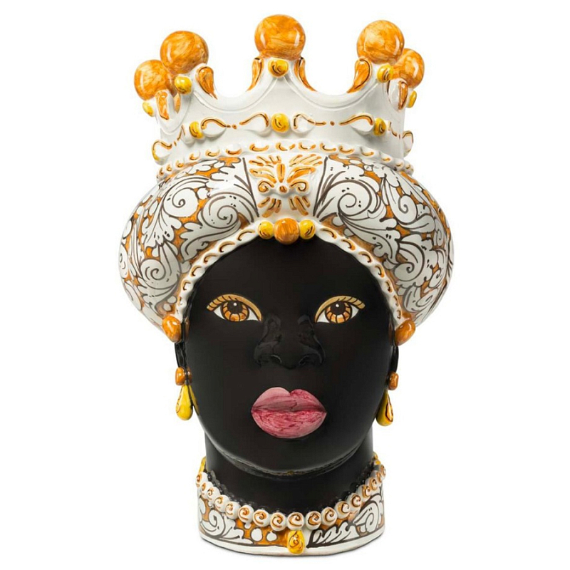 Ваза Vase Moro Lady Ornate Orange Черный Оранжевый Белый в Липецке | Loft Concept 