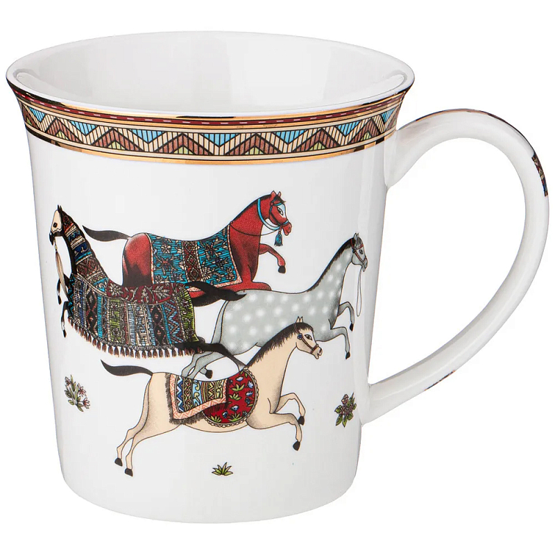 Кружка из фарфора с изображением лошадей 400 мл Porcelain Horse Set Белый Мульти Кружка из фарфора с изображением лошадей 400 мл Porcelain Horse Set Белый Мульти в Липецке | Loft Concept