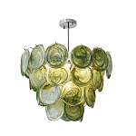 Люстра из зеленых стеклянных дисков с перламутровым эффектом Green Glowing Glaze варинант исполнения - 8 | Loft Concept в Липецке