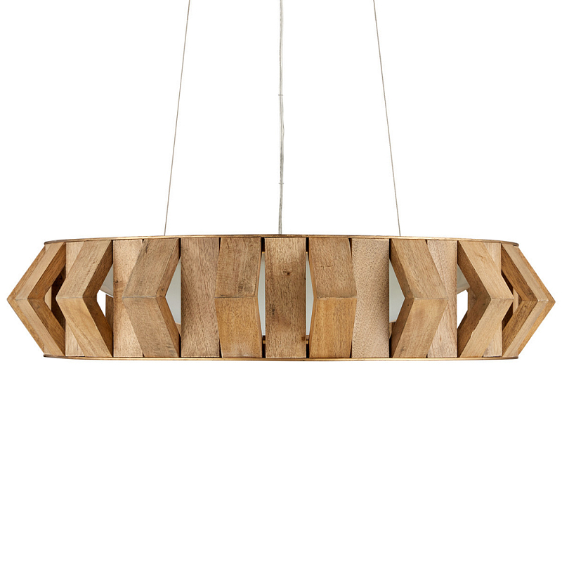 Люстра круглая из толстых деревянных реек Wooden Slats Коричневый Люстра круглая из толстых деревянных реек Wooden Slats Коричневый в Липецке | Loft Concept