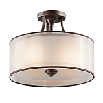 Потолочный светильник с двойным цилиндрическим плафоном из белого стекла и прозрачной органзы Kichler варинант исполнения - 1 | Loft Concept в Липецке