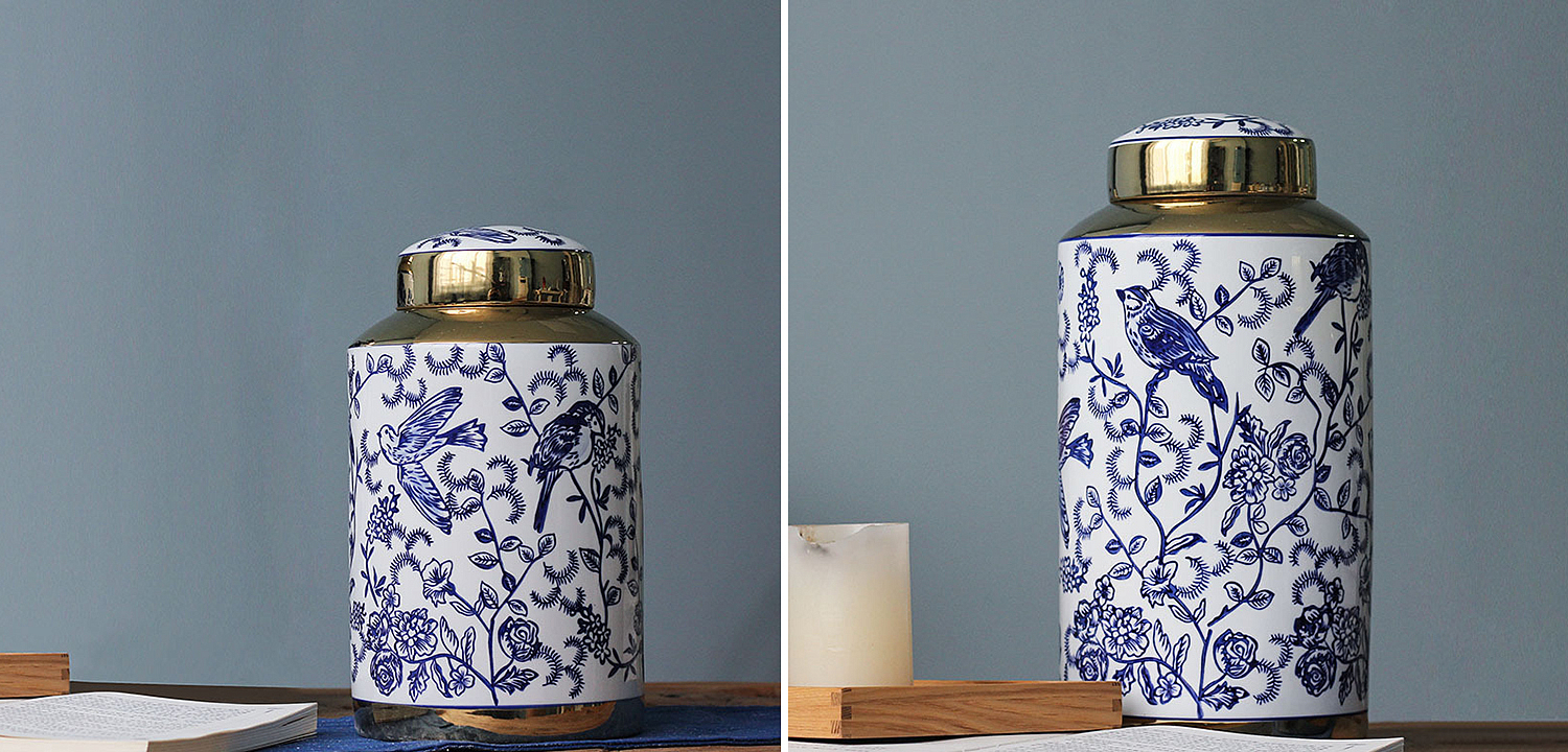 Вазы Ceramic Oriental Blue Ornament Birds Vases Вазы Ceramic Oriental Blue Ornament Birds Vases - Loft-Concept в Липецке