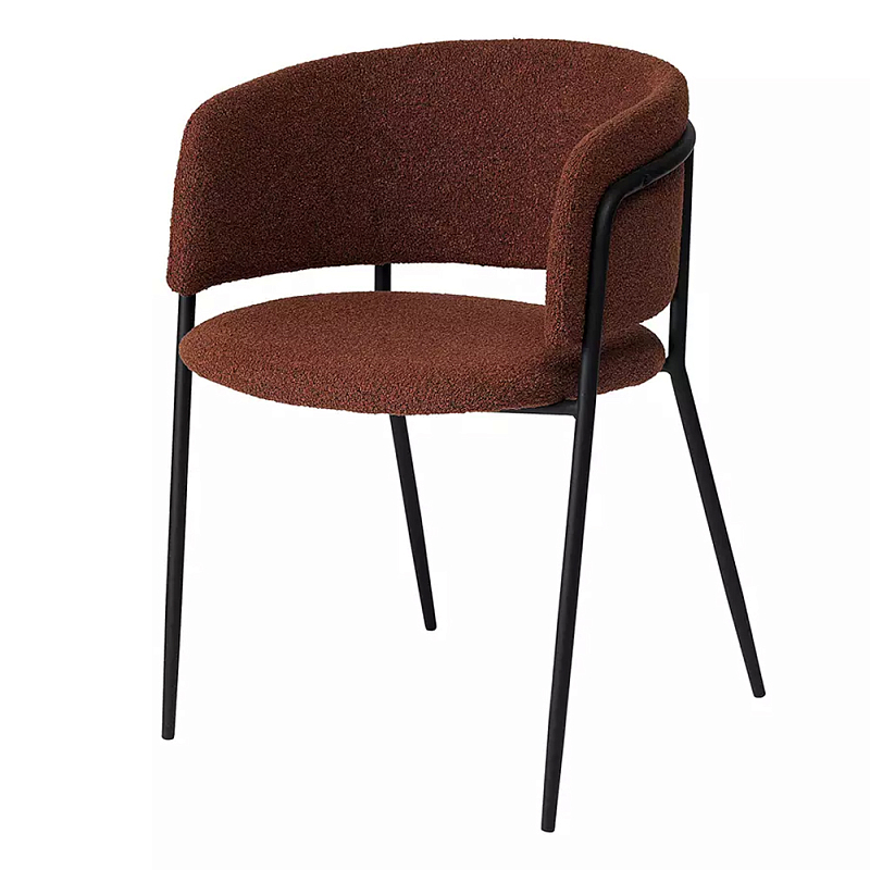 Стул полукруглый мягкий с буклированной обивкой Chair with Boucle Upholstery Черный Терракотовый Стул полукруглый мягкий с буклированной обивкой Chair with Boucle Upholstery Черный Терракотовый в Липецке | Loft Concept