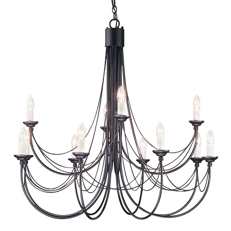 Люстра черного цвета ручной работы с канделябрами и переплетенной проволочной драпировкой Elstead Lighting Черный Белый в Липецке | Loft Concept 