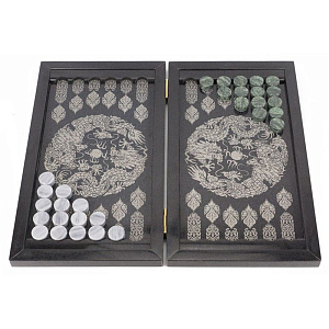 Подарочные нарды из натурального камня с гравировкой Backgammon from Stone