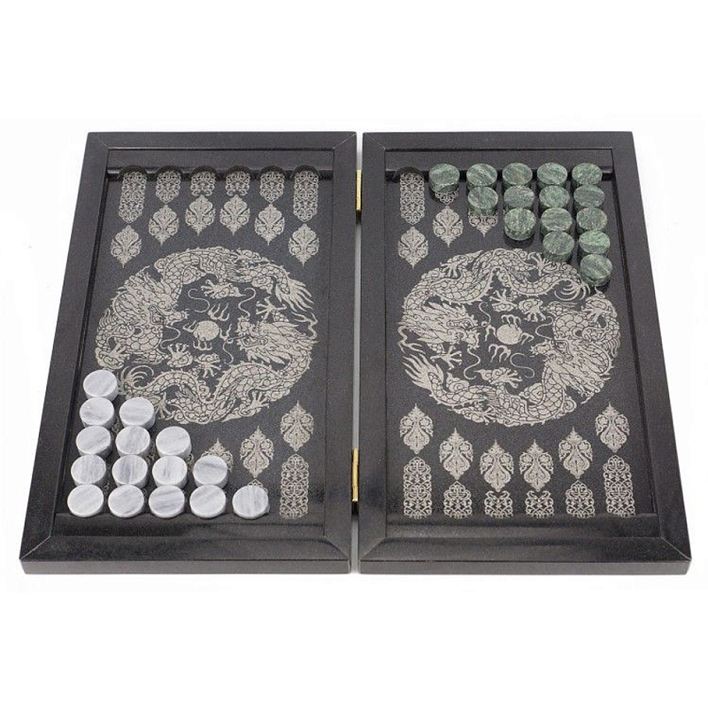 Подарочные нарды из натурального камня с гравировкой Backgammon from Stone Серый Подарочные нарды из натурального камня с гравировкой Backgammon from Stone Серый в Липецке | Loft Concept