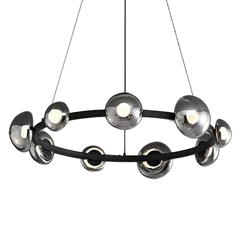 Люстра подвесная светодиодная в форме кольца Gray Ring Chandelier Серый Хром Люстра подвесная светодиодная в форме кольца Gray Ring Chandelier Серый Хром в Липецке | Loft Concept