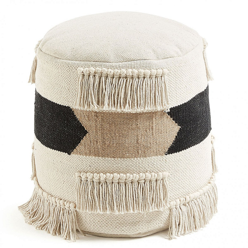 Пуф Boho Style Черный Молочный Бежевый Пуф Boho Style Черный Молочный Бежевый в Липецке | Loft Concept
