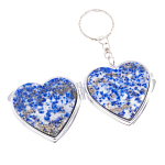 Зеркало брелок складное двухстороннее в форме сердца из натурального камня Лазурит Stone Mirrors варинант исполнения - 2 | Loft Concept в Липецке