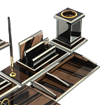 Настольный письменный набор с часами из природного камня обсидиана Team leader варинант исполнения - 4 | Loft Concept в Липецке