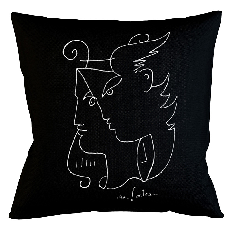 Декоративная подушка White Silhouette Orpheus Pillow Бежевый Черный Декоративная подушка White Silhouette Orpheus Pillow Бежевый Черный в Липецке | Loft Concept
