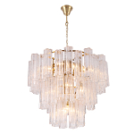 Люстра круглая многоярусная с прозрачными подвесками из стекла Hexagon Tube Light варинант исполнения - 3 | Loft Concept в Липецке