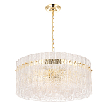 Люстра подвесная круглая с прозрачными рельефными стеклянными вставками и золотым основанием Textured Glass Chandelier варинант исполнения - 2 | Loft Concept в Липецке