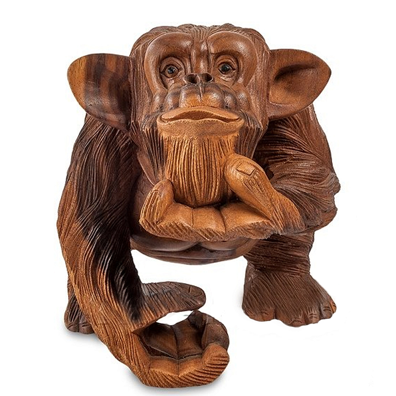 Статуэтка деревянная в виде обезьяны Wooden Monkey Коричневый Статуэтка деревянная в виде обезьяны Wooden Monkey Коричневый в Липецке | Loft Concept