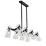 Люстра светодиодная с 8-ю прозрачными плафонами из акрила и стали Glass Cylinder Black варинант исполнения - 2 | Loft Concept в Липецке