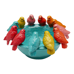 Декоративное дизайнерское блюдо разноцветные попугаи 