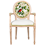 Стул с подлокотниками золотистый из бука с изображением птиц и цветов Blooming Red Birds варинант исполнения - 1 | Loft Concept в Липецке