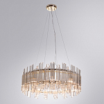 Люстра подвесная круглая с прозрачными хрустальными трубками и золотистым каркасом Диаметр 60 см Hexagon Tube Light варинант исполнения - 2 | Loft Concept в Липецке