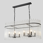 Люстра подвесная овальная со стеклянными прозрачными трубками и металлическим каркасом черного цвета Nembus варинант исполнения - 3 | Loft Concept в Липецке