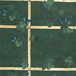 Обои ручная роспись Morning Glory Original colourway on Edo Green painted Xuan paper варинант исполнения - 1 | Loft Concept в Липецке