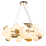 Люстра круглая на золотистом каркасе с белыми стеклянными плафонами Zest of Light варинант исполнения - 1 | Loft Concept в Липецке