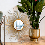 Зеркало-солнце круглое в раме из металла с золотыми с лучами Rays of Peace варинант исполнения - 3 | Loft Concept в Липецке