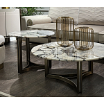 Столик журнальный с круглой мраморной столешницей Unique Stone Design варинант исполнения - 7 | Loft Concept в Липецке