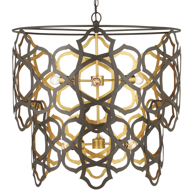 Люстра с узором из скульптурных металлических полос Patterned Lampshade Темная бронза Золотой Люстра с узором из скульптурных металлических полос Patterned Lampshade Темная бронза Золотой в Липецке | Loft Concept