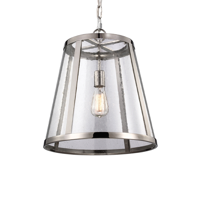 Подвесной светильник с прозрачным коническим стеклянным плафоном в современном стиле Feiss Никель в Липецке | Loft Concept 